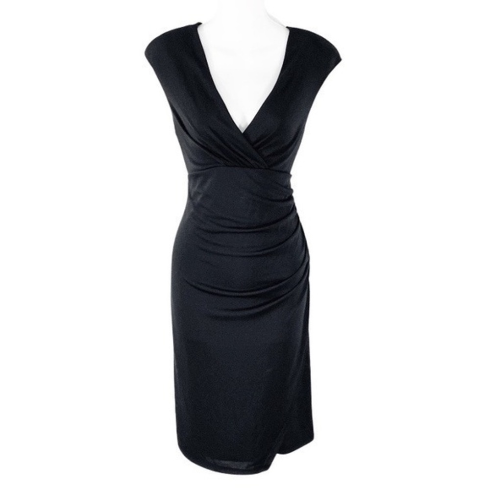 Kenneth Cole black faux wrap jersey stretch dress small S X24